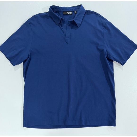 MURANO Liquid Luxury Mens Short Sleeve Polo Shirt Cotton Blue Size Large (75) - Picture 1 of 9